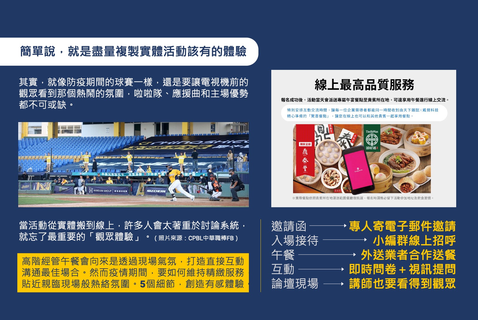 實體活動該有的，就要盡可能複製出來。
