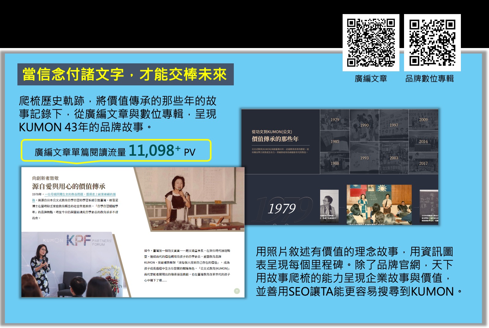 簡單表現，說企業超過40年的脈絡和願景