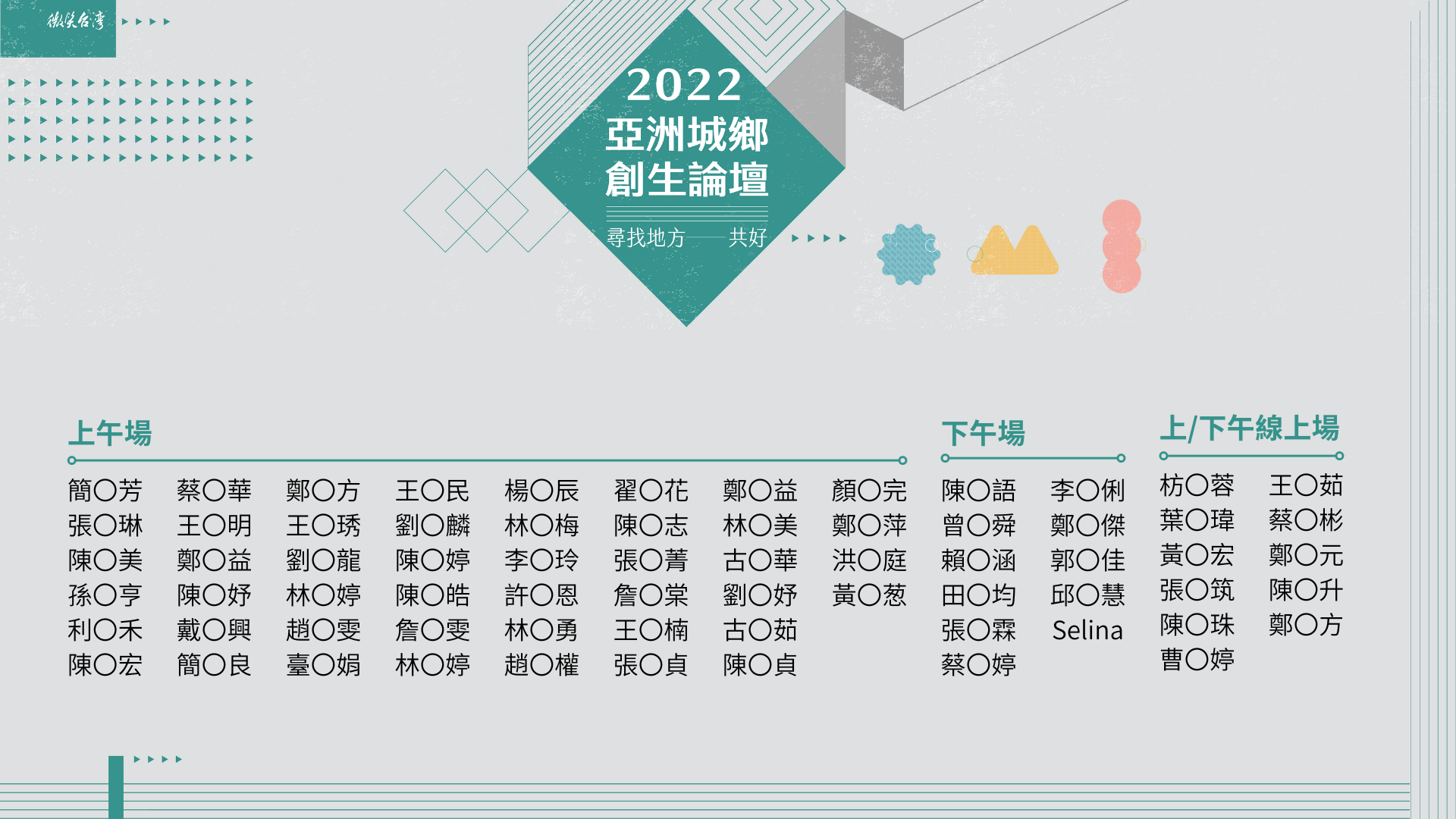 亞洲城鄉創生論壇旅行背包．得獎名單
